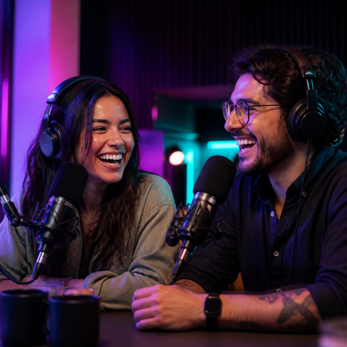 Conversación en un estudio de podcast