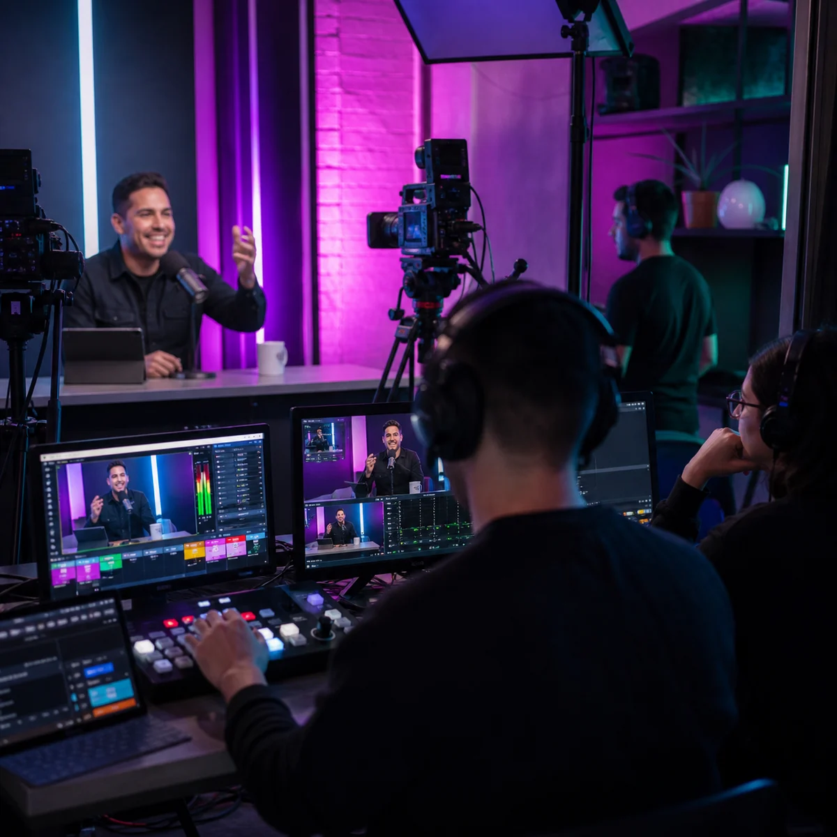 Estudio de streaming corporativo en funcionamiento